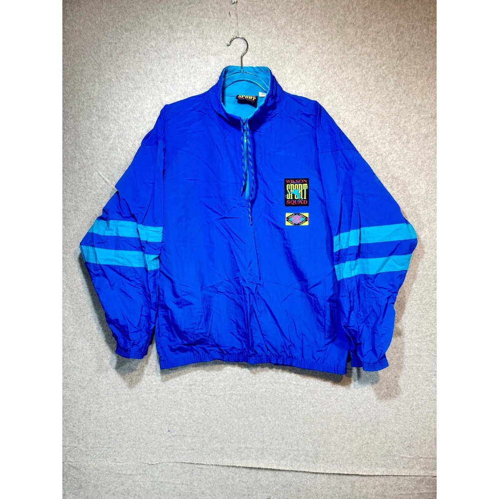 Vintage Wilson Jacket 80s 90s Snow Surf Windbreaker Pullover Mens Large Blue